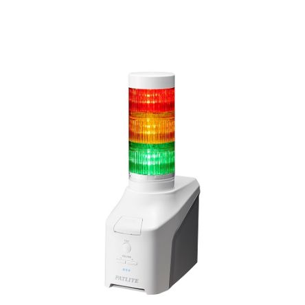 Patlite NHV6 Series Multicolour Voice Annunciator Signal Tower, 3 Lights, 42.5 → 57 V [NHV6-3N-RYG]; 252-0095