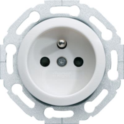 Hager White 1 Gang Plug Socket, 2P+T Poles, 16A, French 2P, Indoor Use [WMV100B]; 252-0226