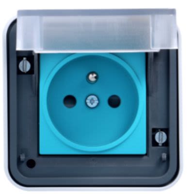 Hager Witty Grey 1 Gang Plug Socket, 2P+T Poles, 16A, French 2P, Indoor Use [XEV080]; 252-0242