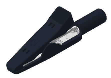 Hirschmann Test & Measurement Alligator Clip 2 mm Connection, Stainless Steel Contact, 6A, Black [930319100]; 252-1266