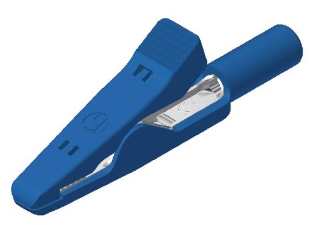 Hirschmann Test & Measurement Alligator Clip 2 mm Connection, Stainless Steel Contact, 6A, Blue [930319102]; 252-1270