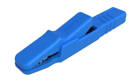 Hirschmann Test & Measurement Alligator Clip 4 mm Connection, Nickel Plated Brass Contact, 25A, Blue [932146102]; 252-1297