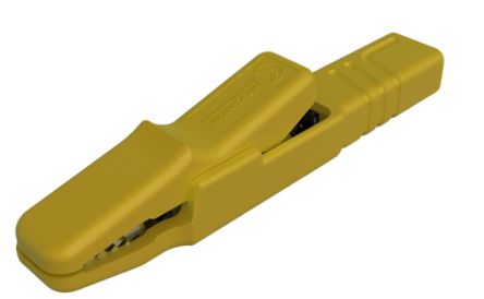 Hirschmann Test & Measurement Alligator Clip 4 mm Connection, Nickel Plated Brass Contact, 25A, Yellow [932146103]; 252-1298