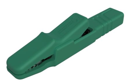 Hirschmann Test & Measurement Alligator Clip 4 mm Connection, Nickel Plated Brass Contact, 25A, Green [932146104]; 252-1301