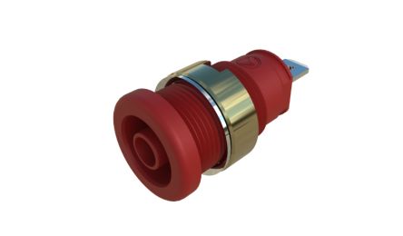 Hirschmann Test & Measurement Red Female Banana Socket, 4 mm Connector, Tab Termination, 32A, Nickel Plating [972356201]; 252-1457