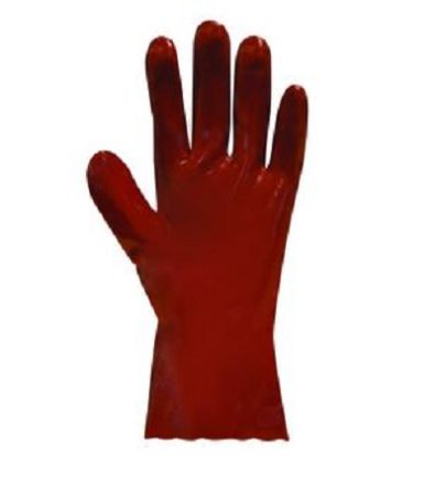 Polyco Healthline Red PVC Chemical Resistant Work Gloves, Size 10, PVC Coating [P13.E10]; 252-2112