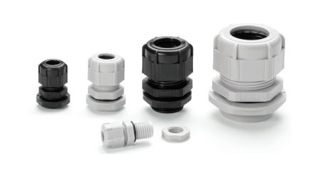 Takachi Electric Industrial RM Series Light Grey Polyamide Cable Gland, M12 Thread, 3.5mm min., 7mm max., IP67 [RM12S-7S-P]; 252-2498