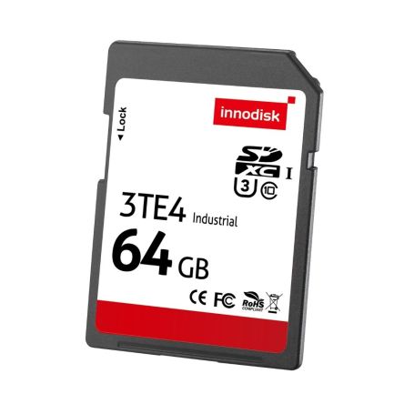 InnoDisk 64 GB Industrial SD SD Card, Class10, UHS-3 [DESDC-64GS06GW1SL]; 252-3083