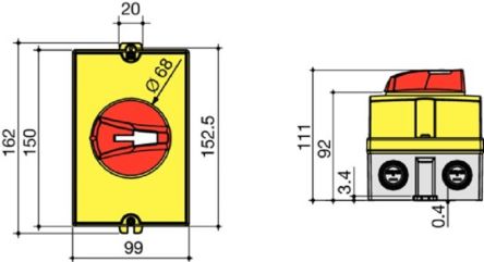 Socomec 3P Pole Wall Mount Switch Disconnector - 40A Maximum Current, IP65 [22153404]; 252-3444