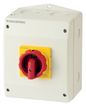 Socomec, 4P 3 Position Manual Cam Transfer Switch, 690V (Volts), 25A, Handle Actuator [43314C02]; 252-3582