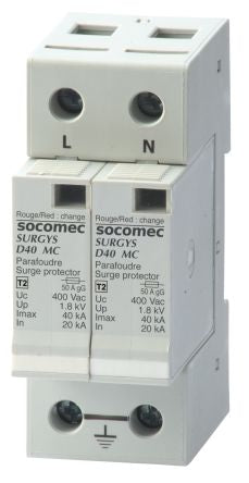 Socomec 1, 3 Phase Surge Arrester, 80kA, 1.8kV, DIN Rail Mount [49821422]; 252-3594