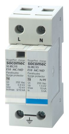 Socomec 1, 3 Phase Surge Arrester, 1.5kV, DIN Rail Mount [49830199]; 252-3597