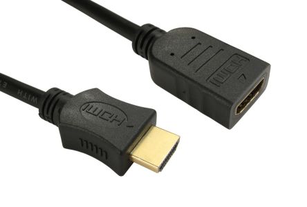 RS PRO, 2m Male HDMI to Female HDMI High Speed 4K [0]; 252-7127