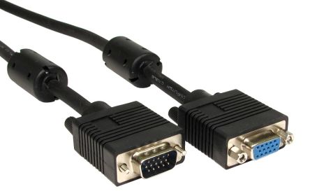 RS PRO Male SVGA to Female SVGA SVGA Cable, 500mm Black [0]; 252-7129