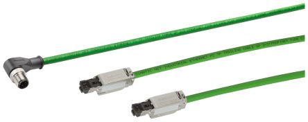 Siemens, 5m Cat5e, Green RJ45 to Female RJ45, Aluminium foil with a braided tin-plated copper wire screen Shielded, [6XV18715BH50]; 253-0839