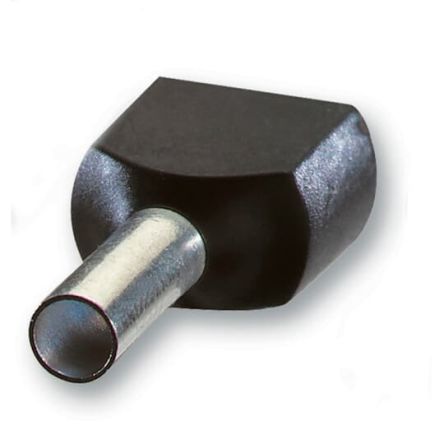 Thomas & Betts, 7TAI02 Insulated Bootlace Ferrule, 8mm Pin Length, 2.3mm Pin Diameter, 2 x 1.5mm² Wire Size, Black [7TAI029780R0016]; 253-1416