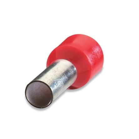 Thomas & Betts Bootlace Ferrule, 10mm Pin Length, 1.5mm Pin Diameter, Red [7TAI029790R0006]; 253-1417