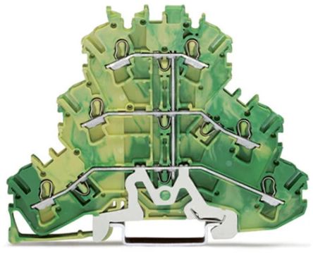 WAGO 2002-3207 TOPJOB S, 2002 Series Green/Yellow, 2.5mm², Triple-Level, Push-In Cage Clamp Termination, ATEX, IECEx [2002-3207]; 253-2938