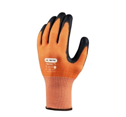Skytec Black, Orange Glass Fibre, HPPE, Nylon Cut Resistant Cut Resistant Gloves, Size 8, Polyurethane Coating [SKG00013G]; 253-4180