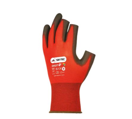 Skytec Black/Red Nylon Abrasion Resistant, Cut Resistant, Tear Resistant Work Gloves, Size 8, Polyurethane Coating [SKY71]; 253-4193
