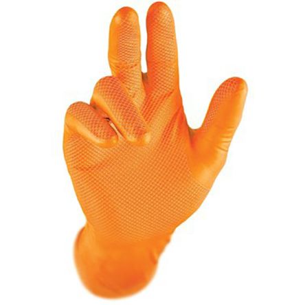 RS PRO Orange Powder-Free Nitrile Disposable Gloves, Size M, 50 per Pack [LD860-M]; 253-5166