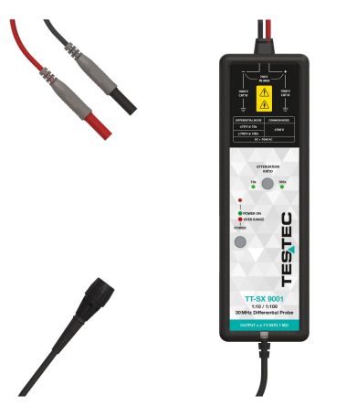 Testec TT-SX 9000 Series TT-SX 9001 Oscilloscope Probe, Differential Type, 30MHz, 1:10, 1:100, BNC Connector [TT-SX 9001]; 253-7394