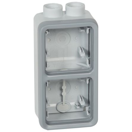 Legrand Grey Thermoplastic Back Boxes, IP55, 2 Gangs [069668]; 253-8859