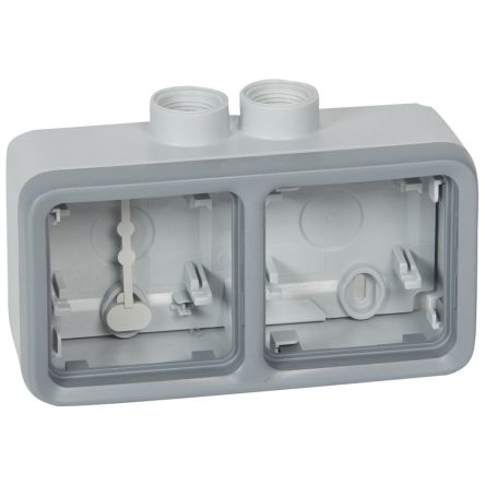 Legrand Grey Thermoplastic Back Boxes, IP55, 2 Gangs [069678]; 253-8862