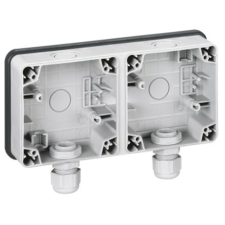 Legrand Grey Thermoplastic Back Boxes, IP55, 2 Gangs [090493]; 253-9168