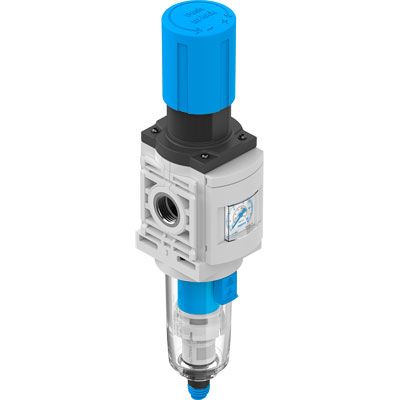 Festo MS Polycarbonate Filter Regulator, 40μm, G 1/2, Automatic, 1 → 10 bar, 8098312 [MS6-LFR-1/2-D6-E-P-VC-AG-BAR-B]; 253-9238