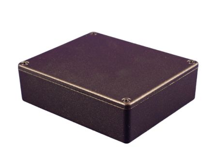 Hammond 1550 Series Black Die Cast Aluminium Junction Box, IP54, 120 x 100 x 31mm [1550MBK]; 253-9494