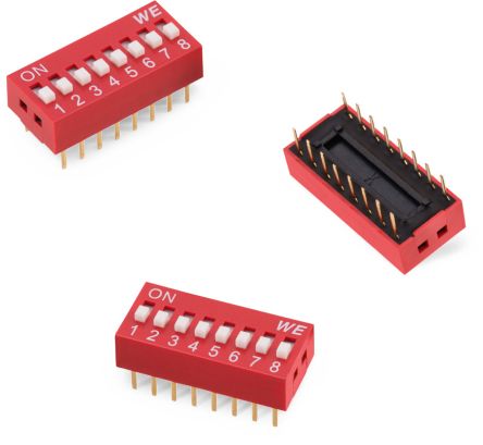 Wurth Elektronik 4 Way Through Hole DIP Switch SPST, Raised Actuator [418117270904]; 254-1762