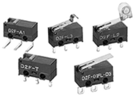 Omron Hinge Roller Lever Limit Switch, IP40, SPDT, 30V ac Max [D2F-01FL2-A]; 254-3096