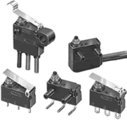 Omron Pin Plunger Limit Switch, IP40, SPST-NO, 125V ac Max [D2HW-C203MRS]; 254-3105