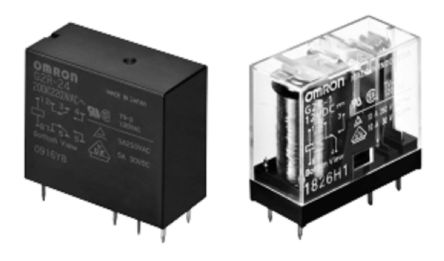 Omron PCB Mount Latching Power Relay, 24V Coil, 5A Switching Current, DPDT [G2R-2 AC24]; 254-3115