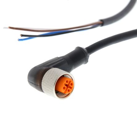 Omron Right Angle Female M12 to Unterminated Sensor Actuator Cable, 10m [Y92E-M12PUR4A10M-L]; 254-3491