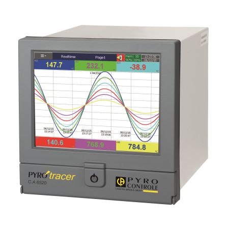 Pyro Controle 6 Input Channels, 0 Output Channels, Graphical Chart Recorder Measures Humidity, Temperature [LR00201-000]; 254-5603