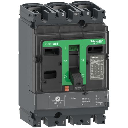 Schneider Electric, ComPacT NSX MCCB 3P 40A, Breaking Capacity 25 kA, Fixed Mount [C10B3TM040]; 254-6278