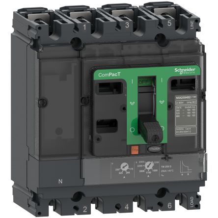 Schneider Electric, ComPacT NSX MCCB 4P 100A, Fixed Mount [C10F6TM100]; 254-6291