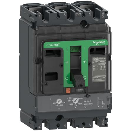 Schneider Electric, ComPacT NSX MCCB 3P 200A, Fixed Mount [C25F3TM200]; 254-6355