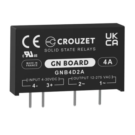 Crouzet GND Board Series Solid State Relay, 4 A rms Load, PCB Mount, 275 V rms Load [GNB4D2A]; 254-8478
