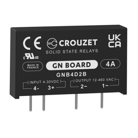 Crouzet GND Board Series Solid State Relay, 4 A rms Load, PCB Mount, 460 V rms Load [GNB4D2B]; 254-8479