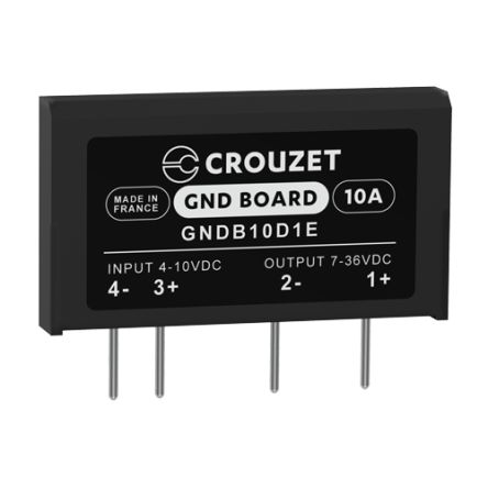 Crouzet GND Board Series Solid State Relay, 10 A rms Load, PCB Mount, 36 Vrms Load [GNDB10D1E]; 254-8482