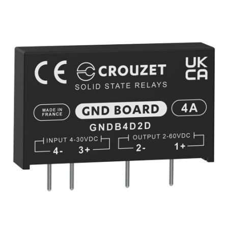 Crouzet GND Board Series Solid State Relay, 4 A rms Load, PCB Mount, 60 V rms Load [GNDB4D2D]; 254-8483