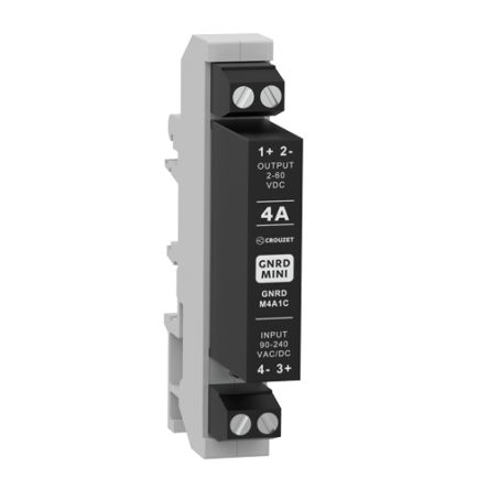 Crouzet GNRD MINI Series Solid State Relay, 4 A rms Load, DIN Rail Mount, 240 V rms Load [GNRDM4A1C]; 254-8485