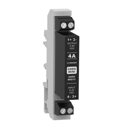 Crouzet GNRD MINI Series Solid State Relay, 4 A rms Load, DIN Rail Mount, 30 V rms Load [GNRDM4D1C]; 254-8486