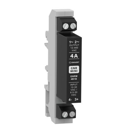 Crouzet GNR MINI Series Solid State Relay, 4 A rms Load, DIN Rail Mount, 460 V rms Load [GNRM4B1B]; 254-8487