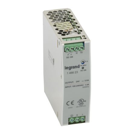 Legrand Switching Power Supply, 146623, 24V dc, 5A, 120W, 100 → 240V ac Input Voltage [146623]; 255-2307
