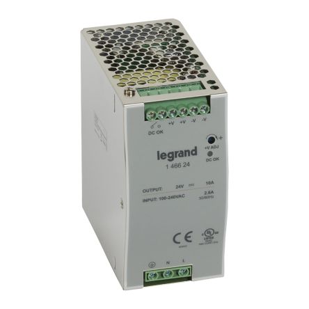 Legrand Switching Power Supply, 146624, 24V dc, 10A, 240W, 100 → 240V ac Input Voltage [146624]; 255-2308