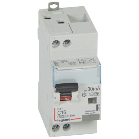Legrand Circuit Breaker - 2 Pole 230V Voltage Rating DIN Rail, 30mA Current Rating [410753]; 255-2327